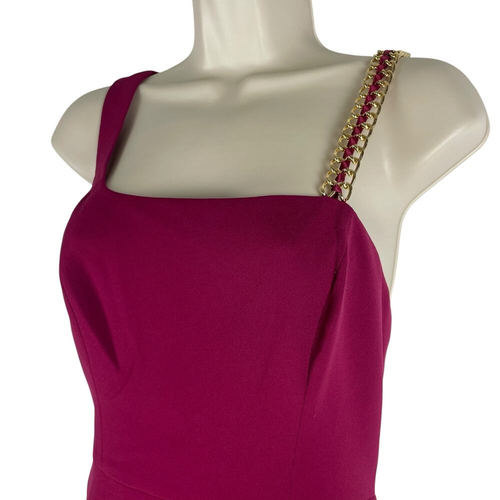 BCBGMaxAzria Gracie One Shoulder Chain Gown Column Dress Beet Size 2 - Picture 7 of 13